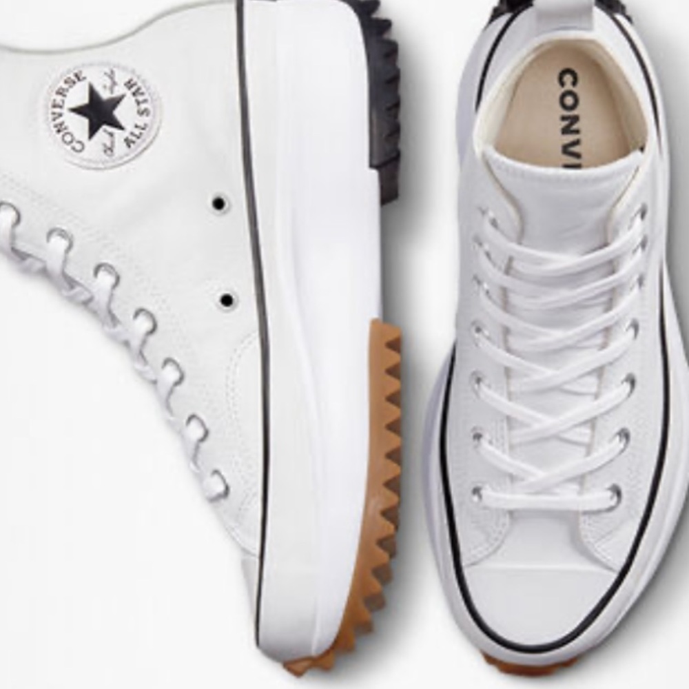 Converse White High-Top Platform Chuck Taylor Sneakers with Gum Outsole - Picture 4 of 11